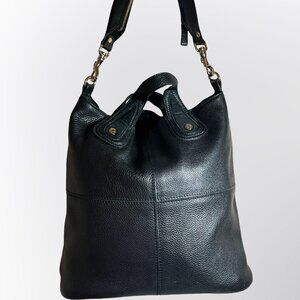 Sacco Black Italian Pebble Leather Laptop Tote Bag High End Italian Leather